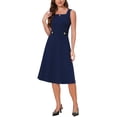 thumbnail image 2 of INSPIRE CHIC Vintage Work Dress for Women A-Line Square Neck Sleeveless Office Formal Evening Midi Dresses XL Dark Blue, 2 of 6