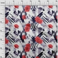 thumbnail image 2 of oneOone Cotton Cambric Red Fabric Geometric & Rose Floral Craft Projects Decor Fabric Printed By The Yard 42 Inch Wide, 2 of 4