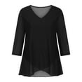 thumbnail image 5 of ZQUUVOU Women's Casual Sleeve Tops V-Neck Short Sleeve T-Shirts Cute Printed Summer Loose Blouses Tops Black, 5 of 6