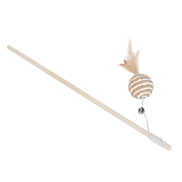 Cat Wooden Pet Teaser Rod Stick Con Gatito de Bolas Redondas Gatito Interactive Toys