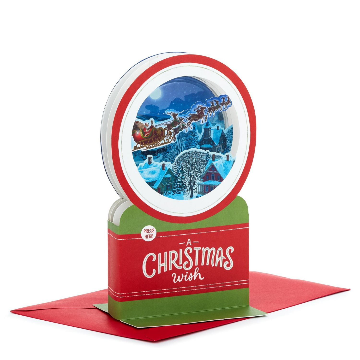 Hallmark Paper Wonder Musical 3D Pop-Up Christmas Card (Night Before Christmas Snow Globe, Plays "Up on the Housetop")