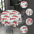 thumbnail image 5 of Christmas Snow Snowy Vintage Retro Farm Red Red Truck Candy Cane Gingerbread Country Waterproof Picnic Party Round Table Cloth Cover Decorations Fabric 60 Inch Circular Tablecloth Home Kitchen, 5 of 6