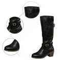 thumbnail image 6 of Women Buckle Knee High Riding Boots Fall Winter Block Heel Motorcycle Knight Long Boot Stylish Low Heel Round Toe Casual Tall Boots, 6 of 8