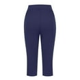 thumbnail image 4 of Mohiass V Crossover Capri Pants for Women, Summer Casual Pull On Womens Capris with Pockets, Women's Casual Pants & Capris, Ladies Capris Navy L, 4 of 7