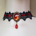 thumbnail image 6 of Gothic Lace Choker Necklace with Vintage Crystal Gems - Vampire Bat Design, Perfect for Halloween, Parties & Costumes, 6 of 6
