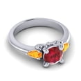 thumbnail image 3 of 2.50 Carat Fine Round Cut Red Ruby & Citrine Gemstone Three Stone Engagement Ring for Women Solid 18K White Gold Size 7 by Diamond-Capitals, 3 of 8