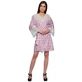 thumbnail image 3 of Moomaya Printed Cotton Venice Lace Bridesmaid Robe Short Robes For Women, 3 of 6