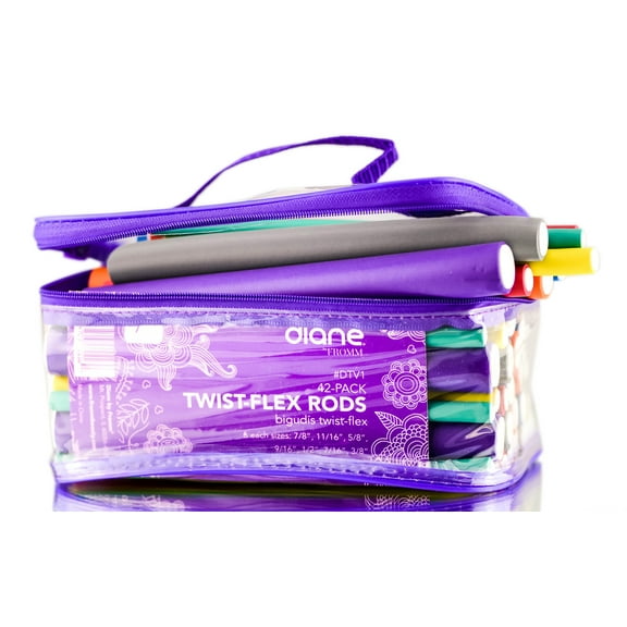 42 ct , Diane Assorted Twist Flex Rods 7" , Hair Scalp - Pack of 2 w/ SLEEKSHOP Teasing Comb