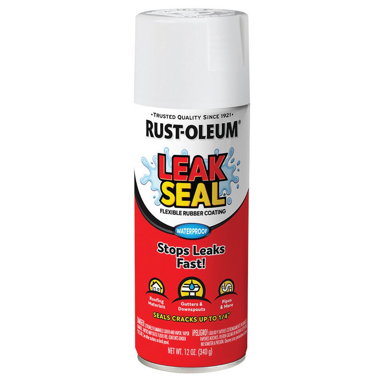White, RustOleum LeakSeal Flexible Rubber Coating Spray Paint 12 oz