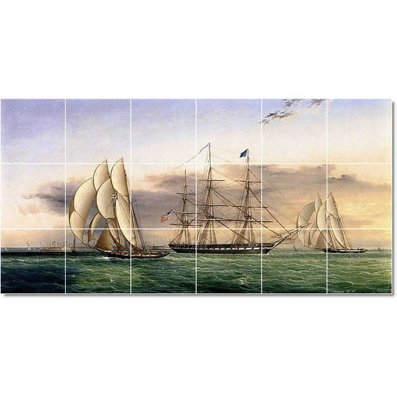 Ceramic Tile Mural-James Buttersworth Ships Tile Mural House Renovate Ideas. 48" w x 24" h using (18) 8 x 8 ceramic tiles