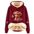 thumbnail image 3 of Graphic Hoodie For Women Funny Highland Cow Print Casual Loose Fit Cozy Christmas Sweatshirt Warm Xmas Blouses Long Sleeve Y2K Outfits Fall Winter Pullover Loungewear Tops, 3 of 3
