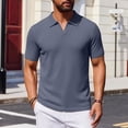 thumbnail image 2 of FRSASU Men's Ribbed Polo Shirts Short Sleeve V-Neck Slim Fit Polo Shirt Casual Summer Collared Golf Shirt Navy, 2 of 5