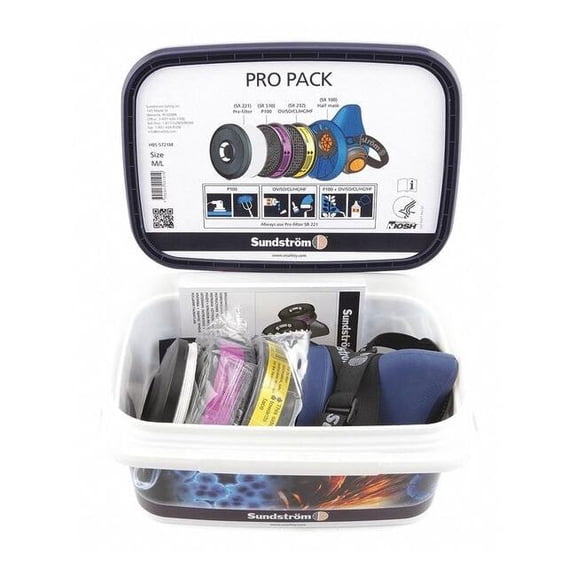 Half Mask Respirator Kit, Includes 2 Cartridges, Snap-In Gasket, Size M/L