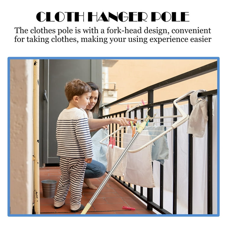 3 PCS Clothes Pole Household Rod for Balcony Clothesline Telescopic Clothing Drying