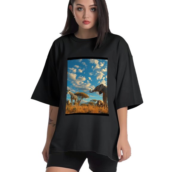 Plus Size Shirt for Women Black Tops for Women Short Sleeves Shirt for Women Giraffe (4) T Shirt Crewneck Shirt for Women XS