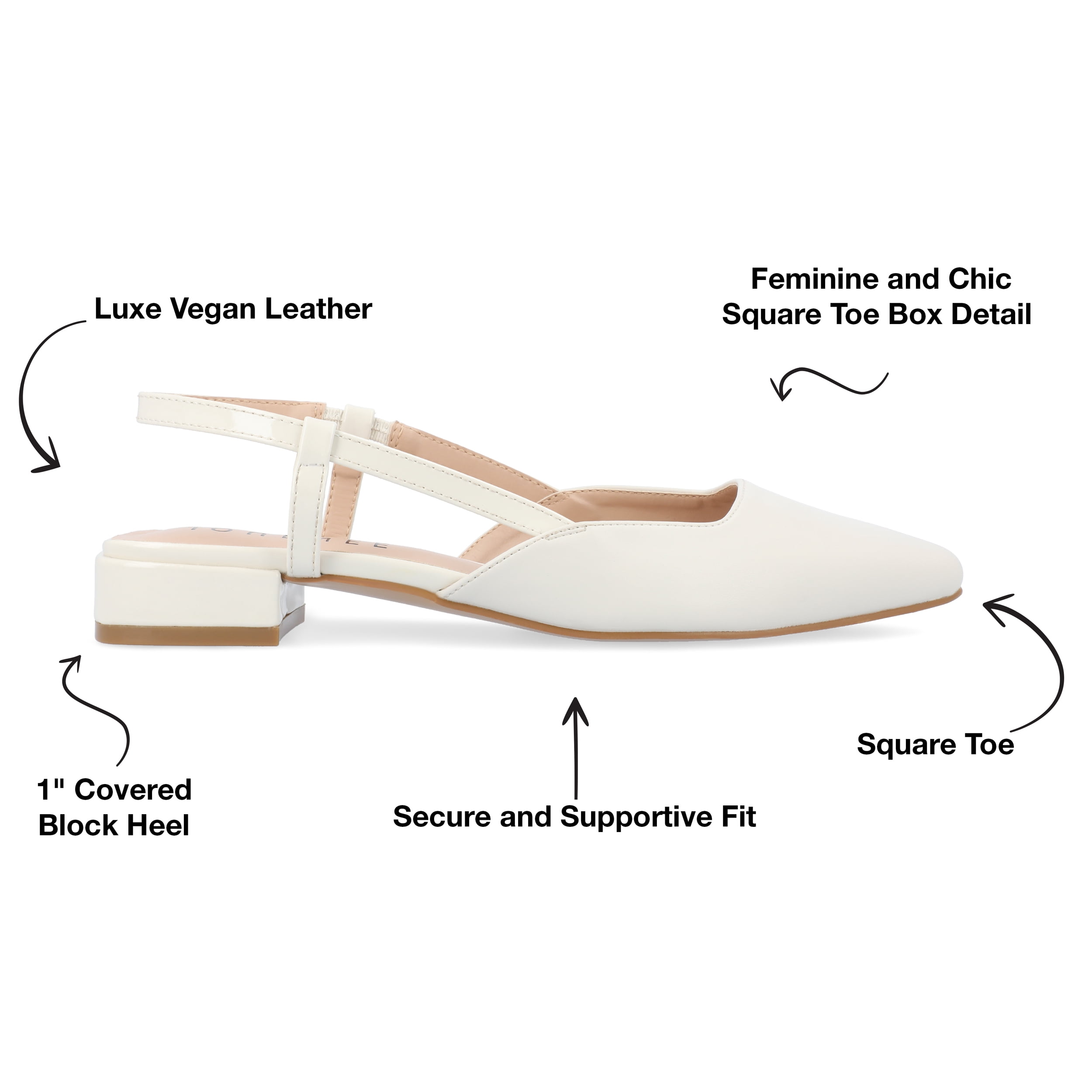 Journee Womens Paislee Sling Back Block Heel Square Toe Flats