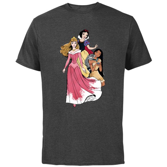Disney Princess Aurora Pocahontas Snow White - Short Sleeve Cotton T-Shirt for Adults - Customized-Charcoal