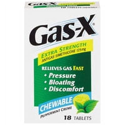 Gas-X Extra Strength Antigas Chewable Tablets, Peppermint Creme, 18 Ea