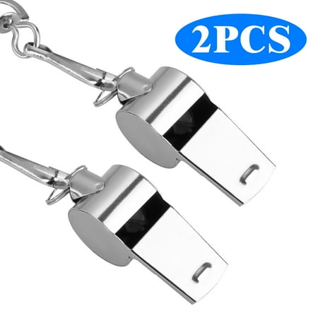 Football Strip (2-pack Sports Metal Coach Whistle Extra Loud Whistle with Strip for School Sports, Soccer, Football, Basketball and Lifeguard)