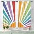 thumbnail image 3 of 70s Kitchen Curtains, Colorful Rainbow Boho Mid Century Abstract Sun Funky Retro Sunset Sunrise Vintage Window Drapery Treatments for Bedroom Living Room Bathroom 2 Panels, 27.5x36 Inch, 3 of 4