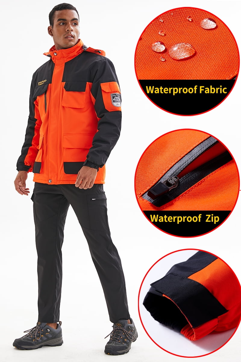 Men's Ski Winter Jacket Mountain Windproof Waterproof Rain Snowboarding Jackets Fleece Warm Snow Hooded Coat