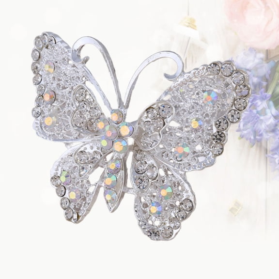 Supvox 1Pc Attractive Design Fashion Brooch White Alloy Butterfly Accessory