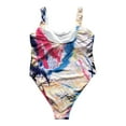 thumbnail image 4 of Maillot de Bain Imprimé Taille Ajourée Femmes Maillot de Bain Grande Taille Imprimé Femmes Maillot de Bain Polyester Tenue de Plage, Blanc Imprimé, 4TG, 4 of 7