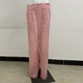 thumbnail image 3 of Pantalones Pantalones de cintura elástica Pantalones palazzo casuales Traje de vacaciones de línea H de mezcla de algodón Ygjytge Rosa T 3EG para Mujer, 3 of 8