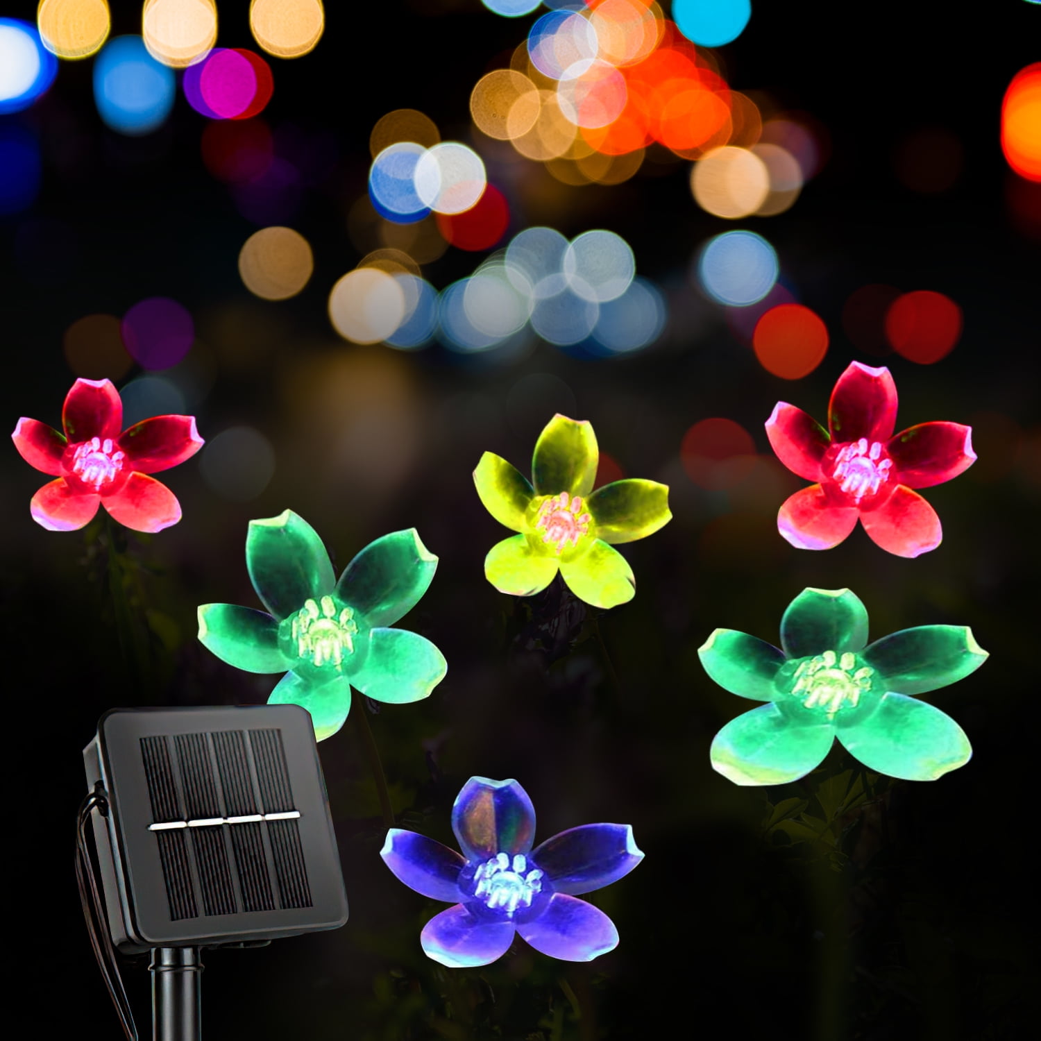 50 Led Solar Blossom Flower Fairy String Lights Lamp Outdoor Garden   H 