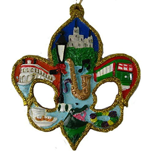 New Orleans Christmas Ornament Scenery Fleur de Lis French Quarter