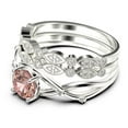 thumbnail image 4 of Gorgeous Rings Boho & hippie 2.10 Carat Round Cut Morganite And Diamond Moissanite Engagement Ring, Wedding Ring, Two Matching Band in 925 Sterling Silver With 18k White Gold Plating, Promise Ring, 4 of 4