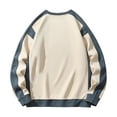thumbnail image 5 of Zylanna Men's Long Sleeve T-Shirts, Homewear Loose Crew Neck Color Block Patching Casual Tops for Men Beige, 5 of 9