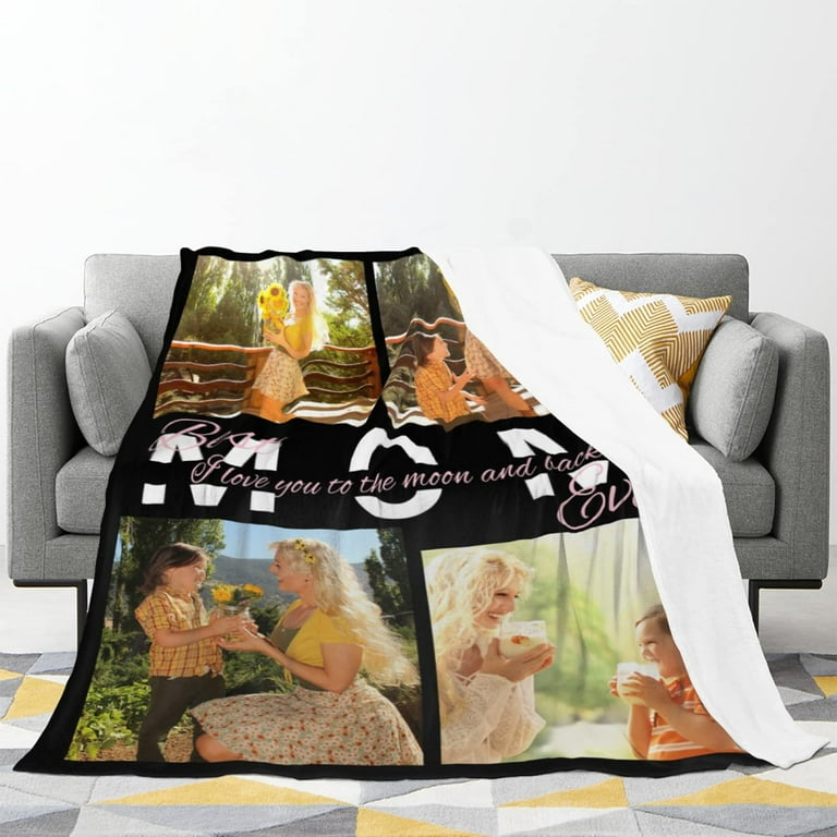 Personalised Blanket Custom Photos Blanket Memory Gift with Photo Text Collage Customized Blankets Gift Personalised Throw Blanket for Family Mom Dad Kids Wife Friends 100x125cm Walmart
