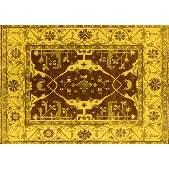 Ahgly Company Indoor Rectangle Oriental Yellow Traditional Area Rugs, 4' x 6'