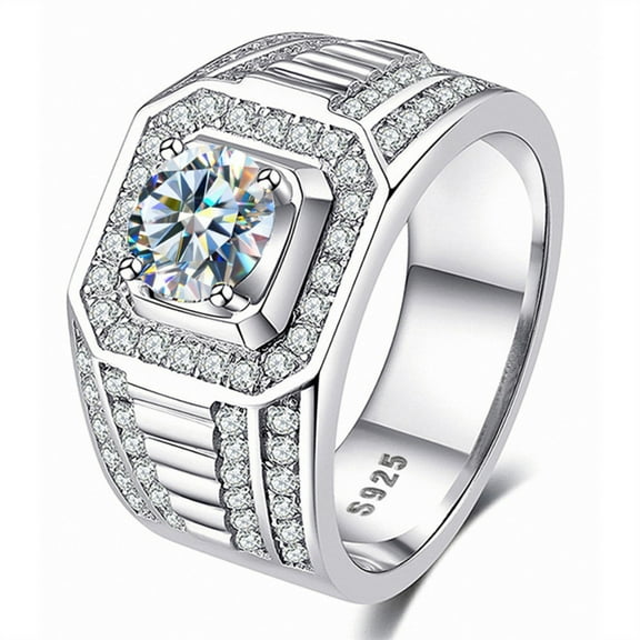 Adjustable Moissanite Wedding Diamond Rings for Men 1ct D Color Rings Anniversary Promise Engagement Rings with Certificate