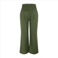 thumbnail image 1 of Pantalones Anchos de Cintura Alta para Mujer, Pantalones Casuales de Playa Fluidos de Verano con Bolsillos. Verde Oscuro M, 1 of 10