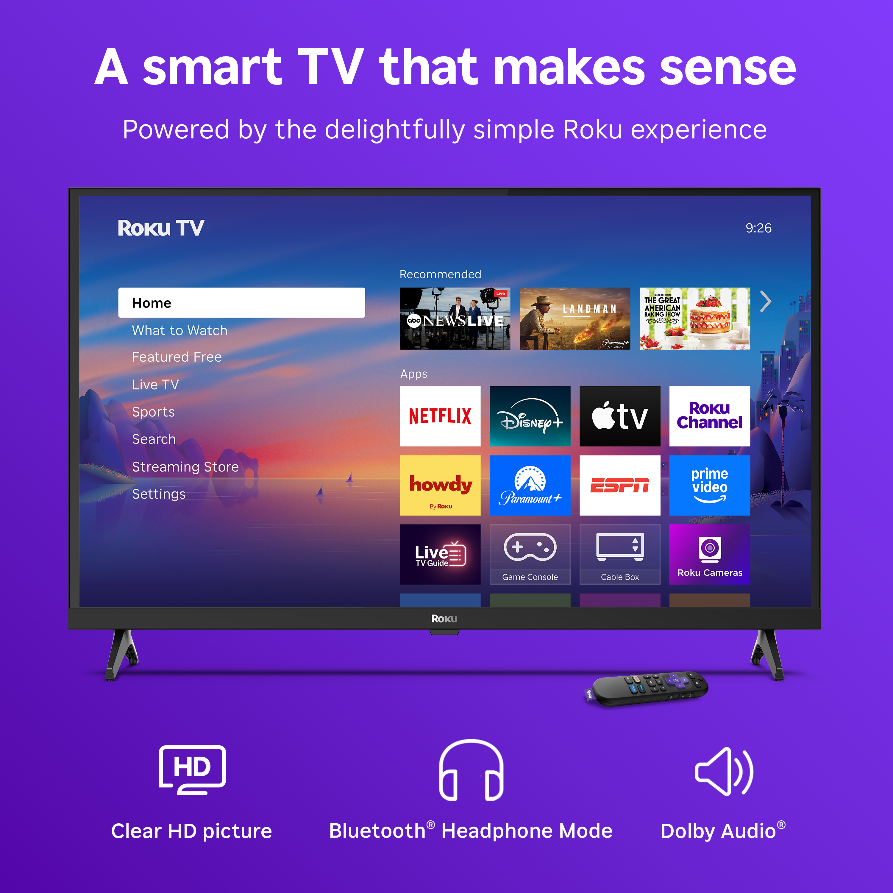 Roku Smart TV – 24-Inch Select Series, 720p HD TV – Roku TV with Voice Remote