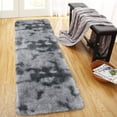 thumbnail image 3 of FairOnly 2'x6'Washable Silk Wool Tie-Dye Non Slip Ultra Soft Runner Rug for Hallway Entrance Kitchen,Dark Grey, 3 of 7