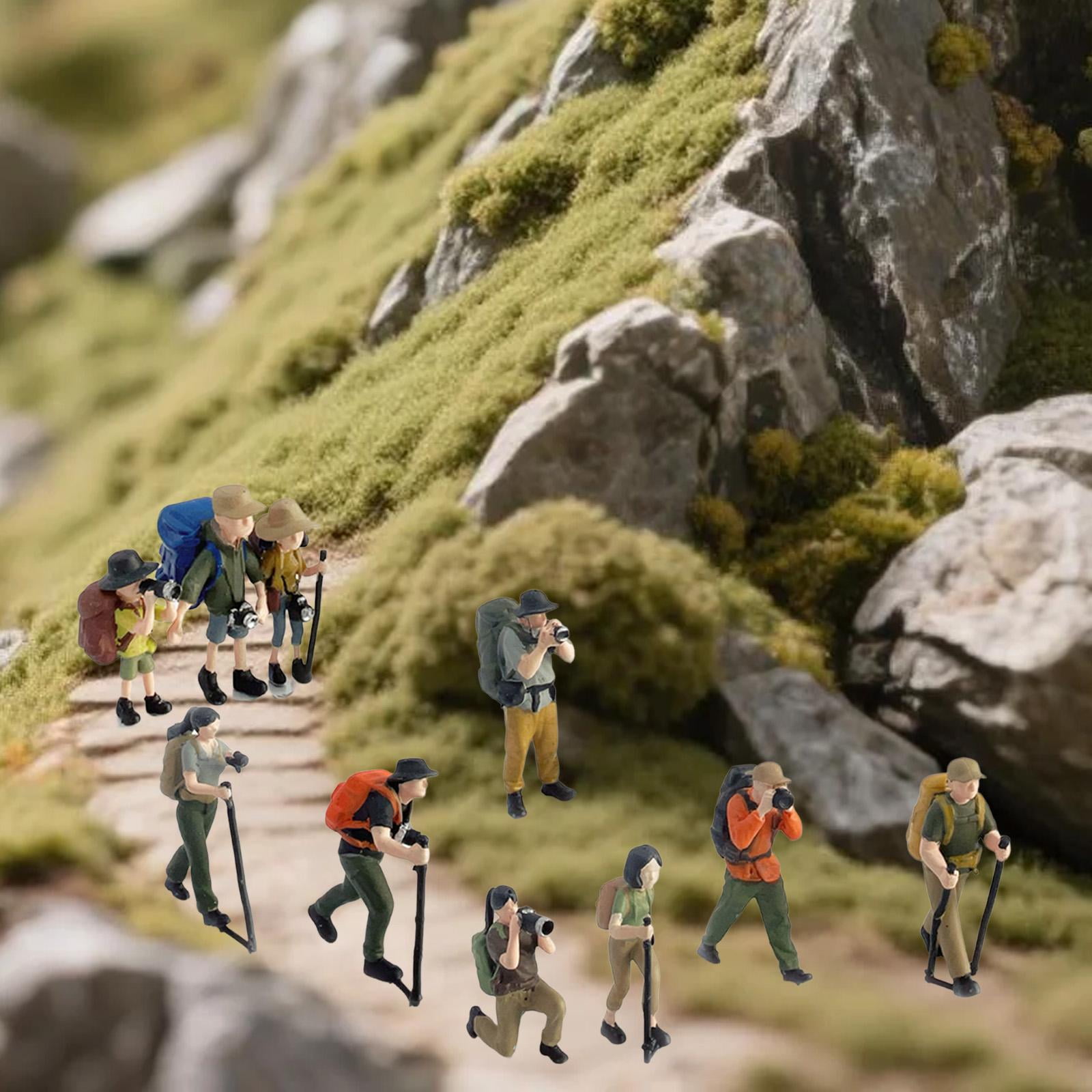 9 Pieces Tiny People Diorama Model Resin Hand Painted Detail for Mountaineer Scene Display Car Photography