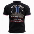 thumbnail image 3 of 9/11 25th Anniversary Shirt Faith Hope Courage Printed Mens Polos | 9/11 25th Anniversary Shirt Vintage Memorial Printed Short Sleeve Polo Courage Patriotic American Flag Honor Tee Gray,XL, 3 of 3
