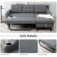 thumbnail image 2 of Lecut L Shaped Sofa Couch with Pull Out Bed Sleeper Sofa Sectional for Living Room Comfy Linen Fabric Tufted Pull Out Couch with Storage Chaise Cup Holders 75" Grey, 2 of 9