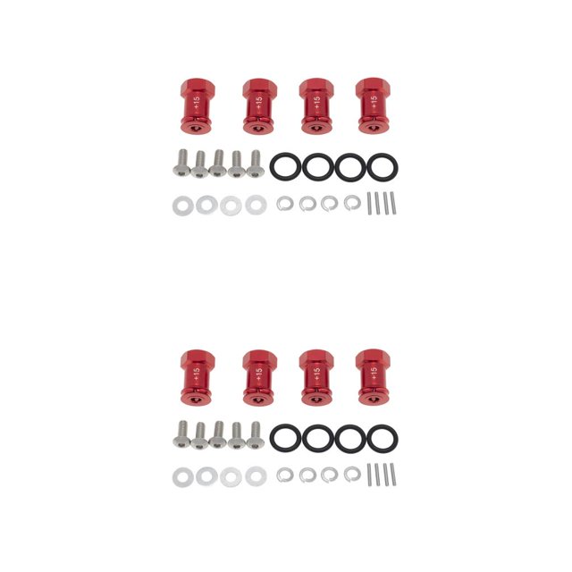 Adaptador de cubo de rueda Bewildely 1/16 Aleación de aluminio Rojo 2Conjunto