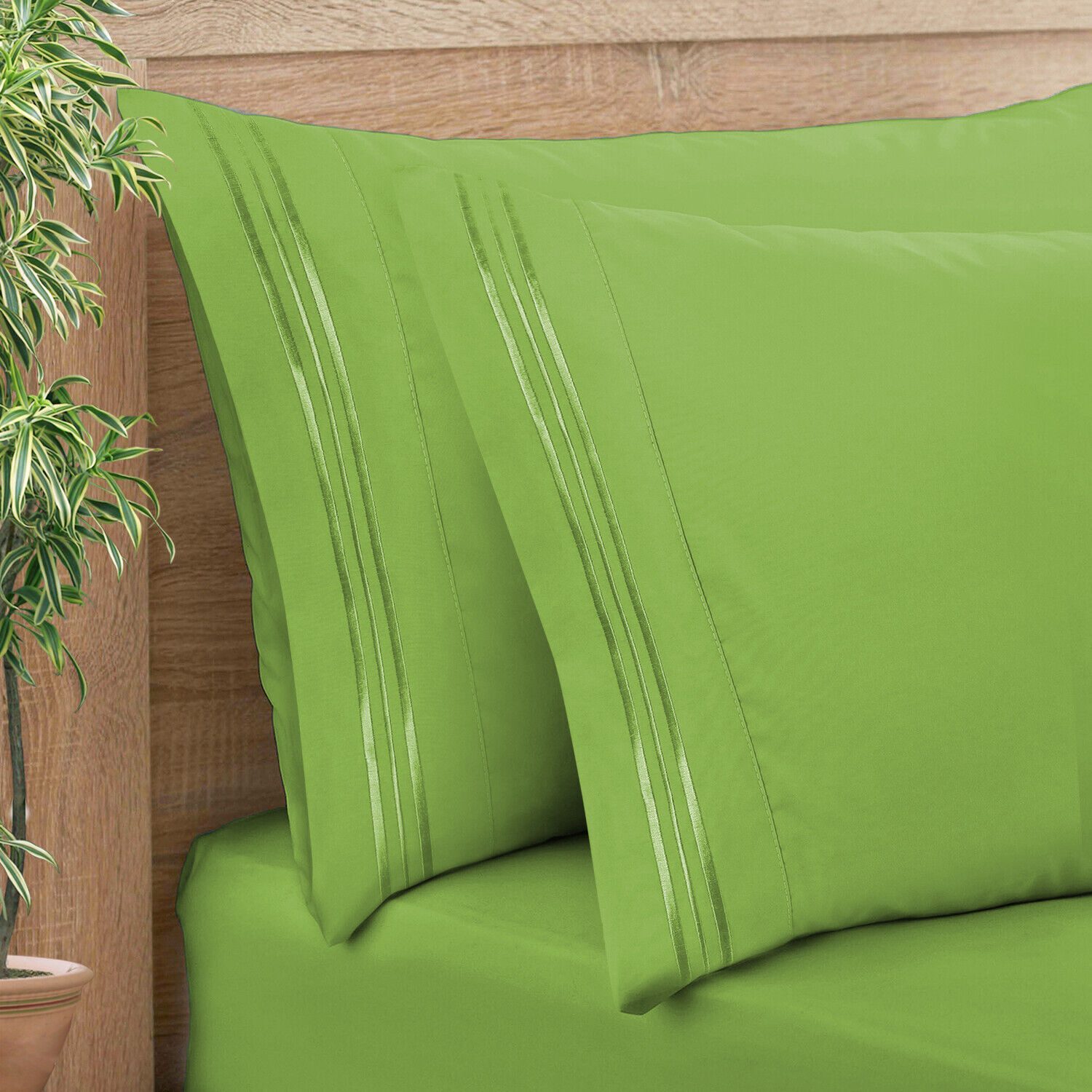 Set of 2 Pillow Case Standard/King Ultra Soft Pillowcase Garden Green