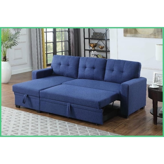 Modern Upholstered Sectional Sofa with Pull-Out Twin Sleeper & Storage Chaise for Living Room