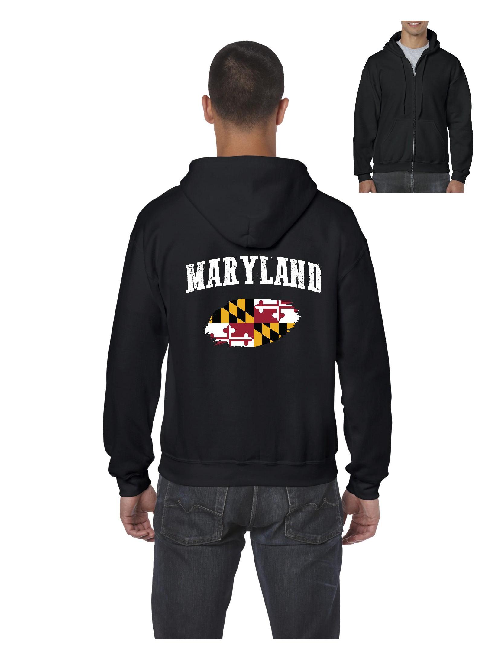 Moms Favorite - Mens Maryland Flag Full-Zip Hooded Sweatshirt 