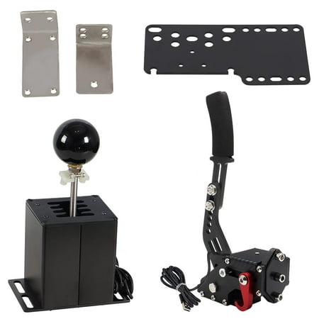 YIUIY PC USB Simulator Shifter 64 Bit Handbrake with Clamp Compatible with G29 G27 G25 G920 T300RS/GT Steering Wheel Sequential H Gear Shifter Compatible with ATS ETS Dust Sim Racing Games 7+R Black