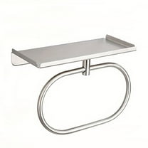 Self Towel Ring with Shelf - Stainless Steel Modern Hand Towel Holder for Bathroom - No Drilling Required Towel Rack Hanger