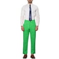 thumbnail image 2 of INSPIRE CHIC Men's Dress Plaid Printed Business Checked Pants 38 Green White, 2 of 7