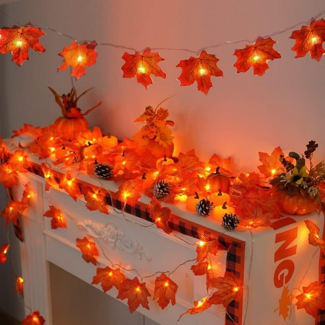 Guirnalda otoñal YEGUO para decoración de otoño, 6 unidades, 60 pies y 120 pulgadas, iluminada por LED