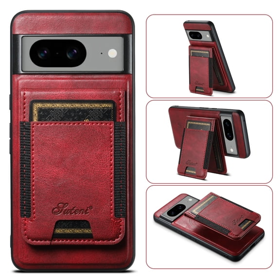 Compatible for Mag-Safe for Google Pixel 9 / 9 Pro Wallet Case, Detachable PU Leather Wallet Case with Flip Card Holder, Stand Protective Phone Cover for Men Women Support Magnetic Car Mount, Red